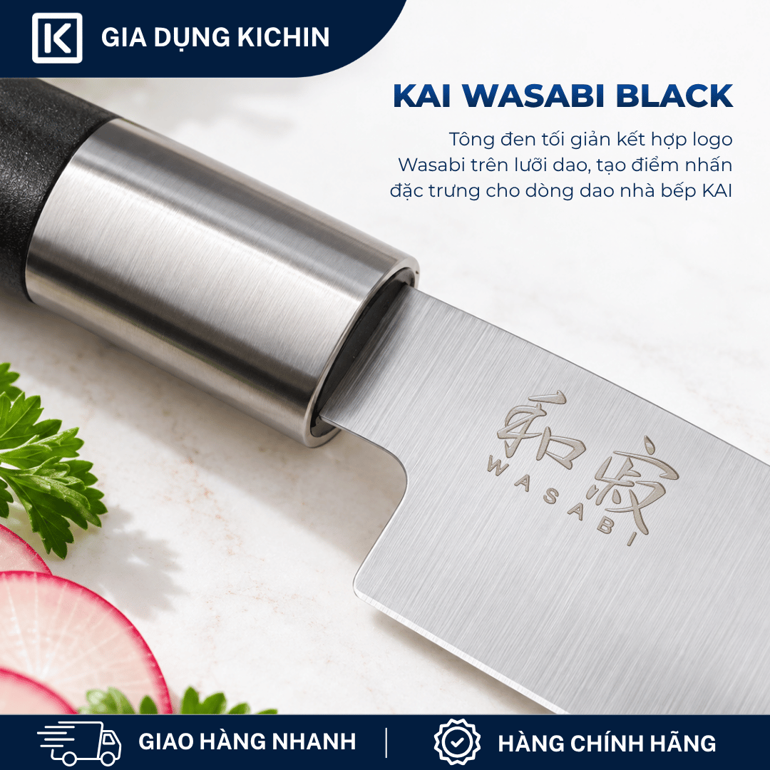Dao thái đa dụng Nhật Bản cao cấp KAI Wasabi Black Utility - 6715U (150mm)