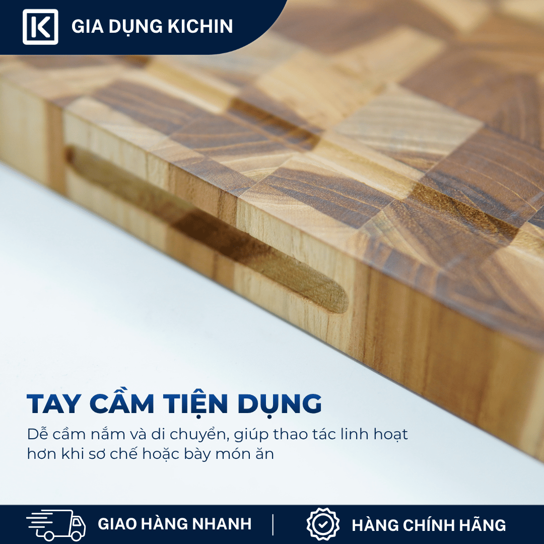 Thớt gỗ teak cao cấp KATANA cỡ vừa dày 2.5cm KT01 - thớt hình chữ nhật kích thước 25x250x350mm