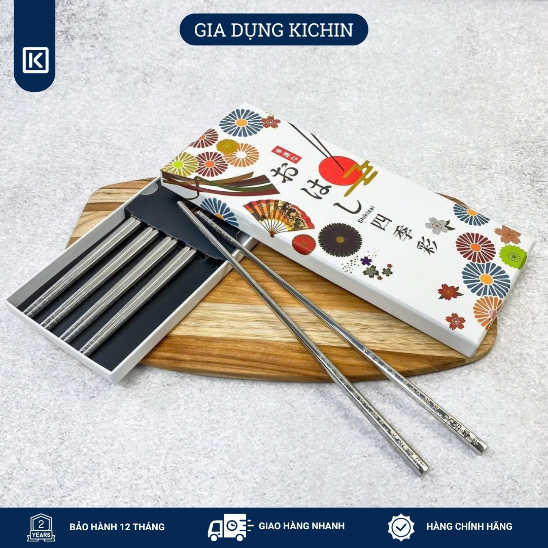 Đũa Cao Cấp Inox Hoa Anh Đào trắng Shikisai Nhật Bản