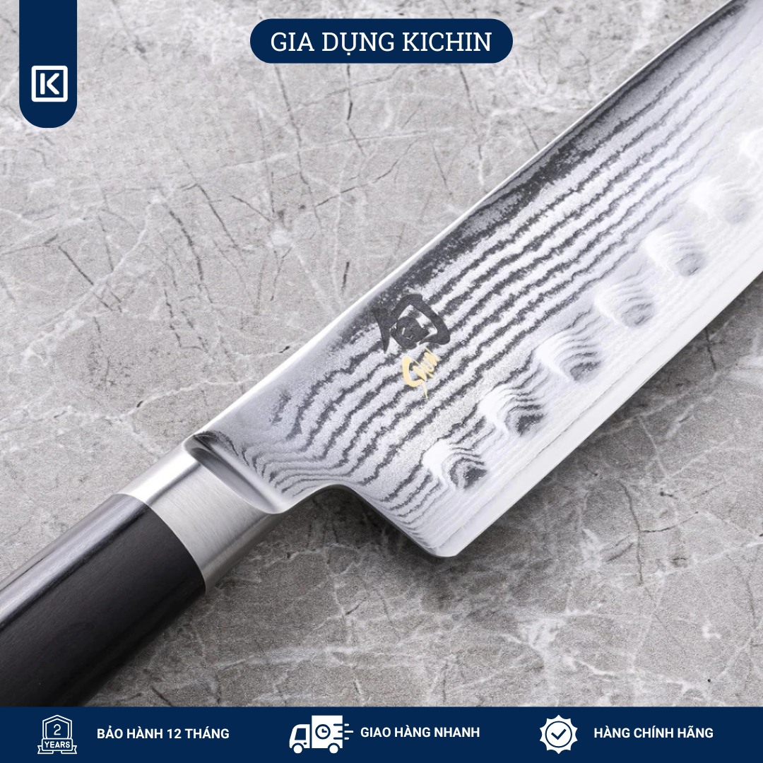 Dao bếp Nhật cao cấp Shun Classic H.G. Santoku - Dao thái đa năng thép Damascuss 69 lớp DM0718 (180mm)