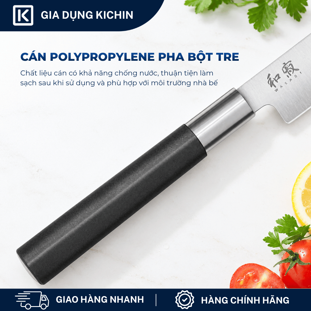 Dao thái đa dụng Nhật Bản cao cấp KAI Wasabi Black Utility - 6715U (150mm)
