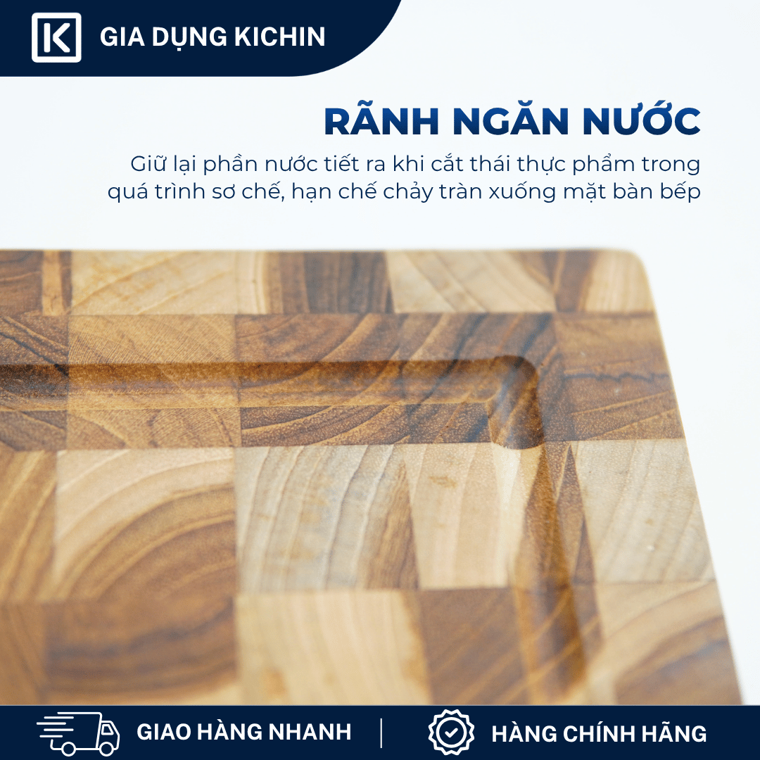 Thớt gỗ teak cao cấp KATANA loại dày 2.5cm size KT00 - thớt hình chữ nhật kích thước 25x200x300mm