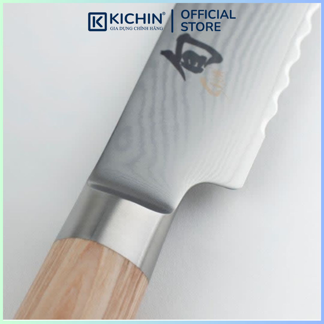 Dao cắt bánh mỳ cao cấp KAI Nhật Bản - Shun Classic White Bread thép VG-Max Damascus 69 lớp DM0705W (230mm)
