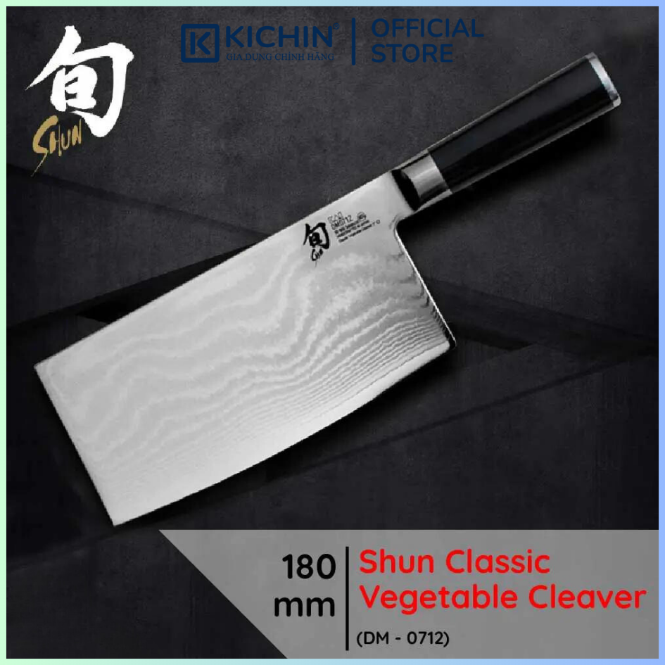 Dao bếp Nhật cao cấp Shun Classic Vegetable Cleaver - Dao thái rau củ thép Damascuss 69 lớp DM0712 (180mm)