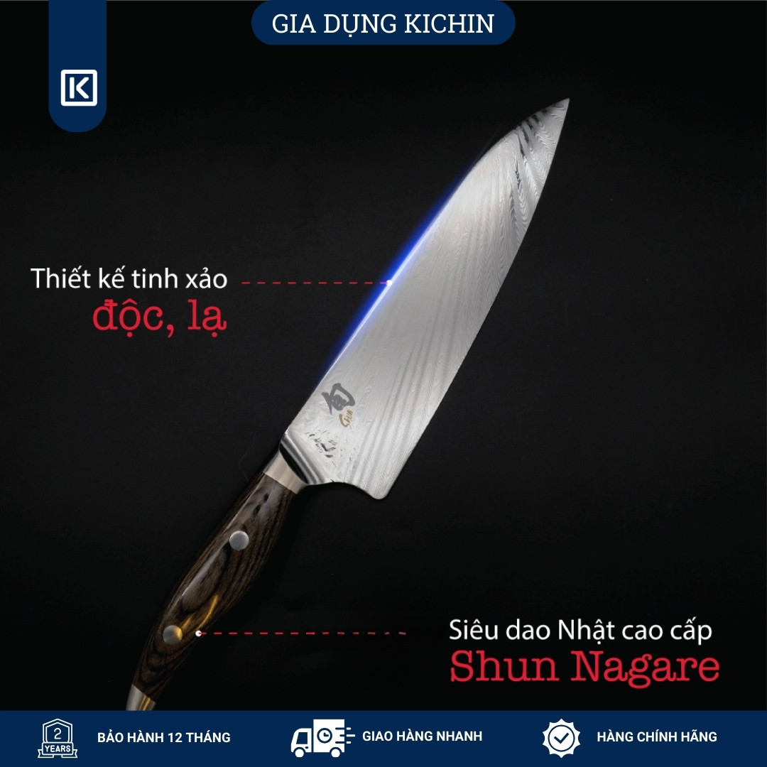 Dao bếp Nhật cao cấp KAI Shun Nagare Chef - Dao thái thịt cá NDC0706 (200mm)