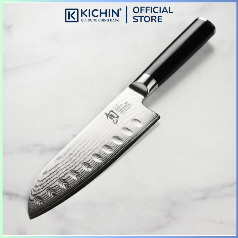 Dao bếp Nhật cao cấp Shun Classic H.G. Santoku - Dao thái đa năng thép Damascuss 69 lớp DM0718 (180mm)