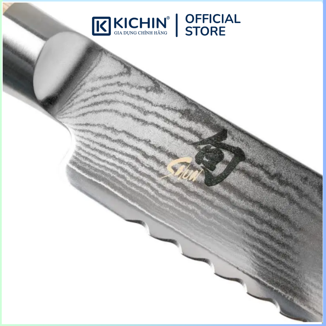 Dao cắt bánh mỳ cao cấp KAI Nhật Bản - Shun Classic White Bread thép VG-Max Damascus 69 lớp DM0705W (230mm)