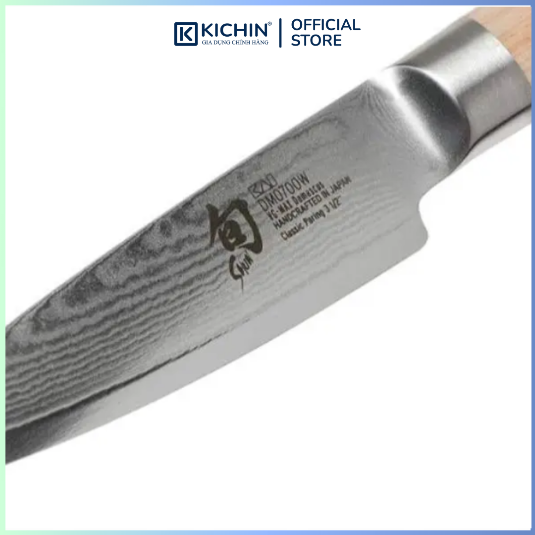 Dao gọt hoa quả cao cấp KAI Nhật Bản - Shun Classic White Paring thép VG-Max Damascus 69 lớp DM0700W (89mm)