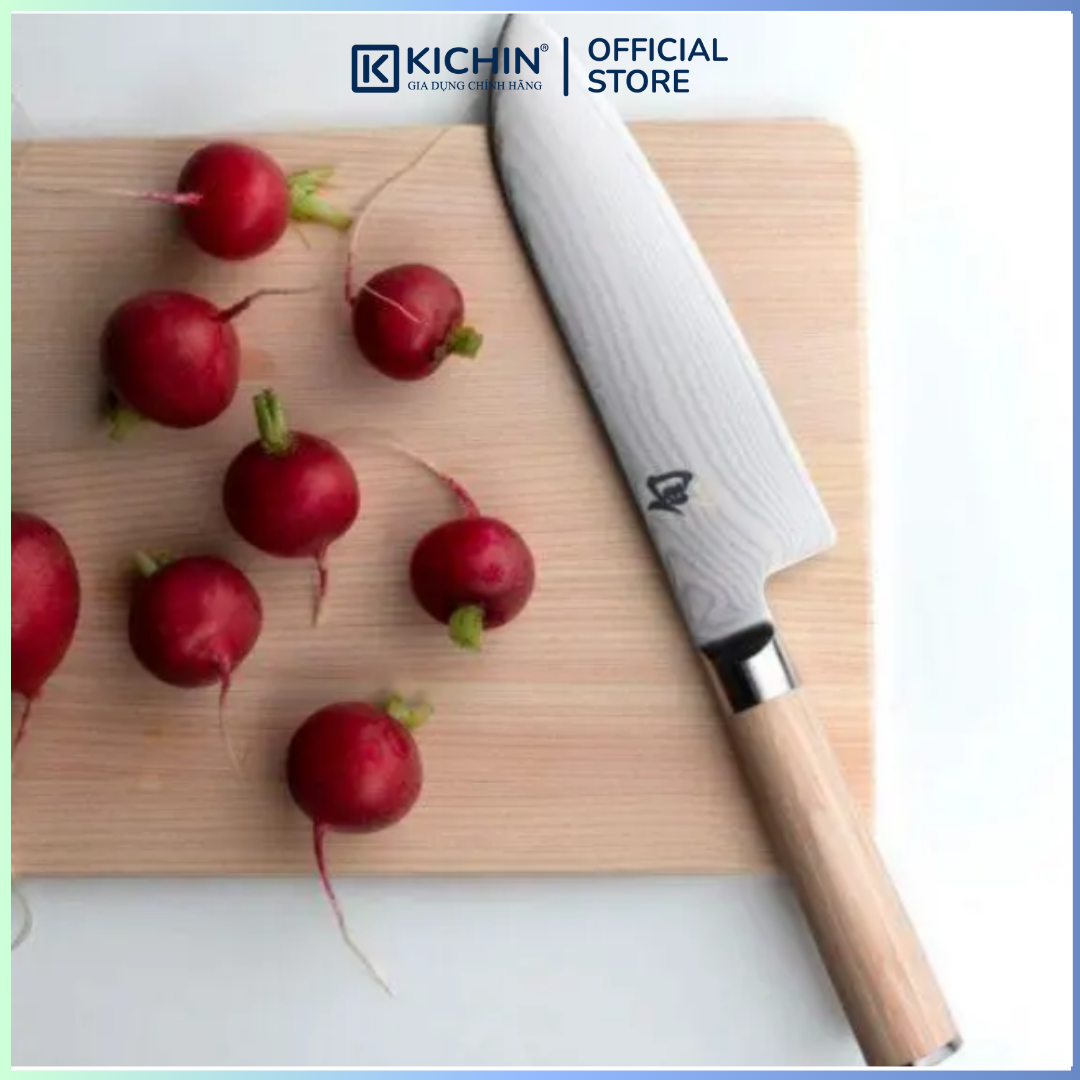 Dao thái đa năng cao cấp KAI Nhật Bản - Shun Classic White Santoku thép VG-Max Damascus 69 lớp DM0702W (180mm)