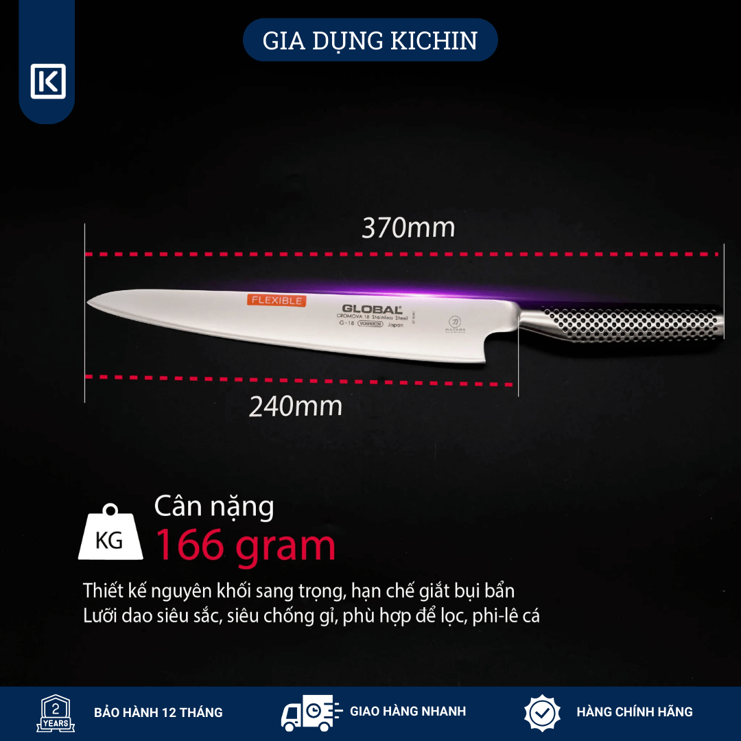 Dao bếp Nhật cao cấp Global G18 Filleting Knife - Dao phi lê (240mm)