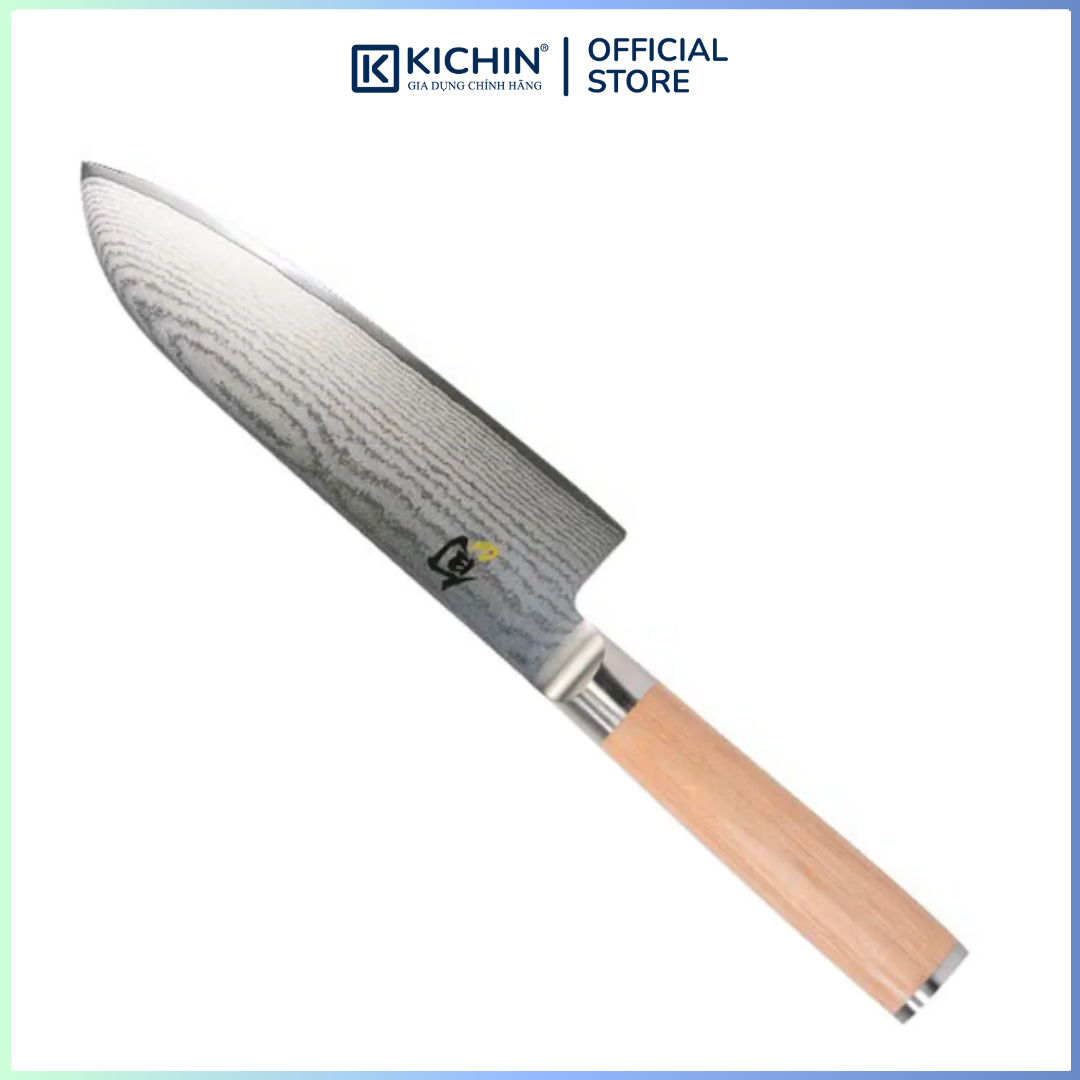 Dao thái đa năng cao cấp KAI Nhật Bản - Shun Classic White Santoku thép VG-Max Damascus 69 lớp DM0702W (180mm)