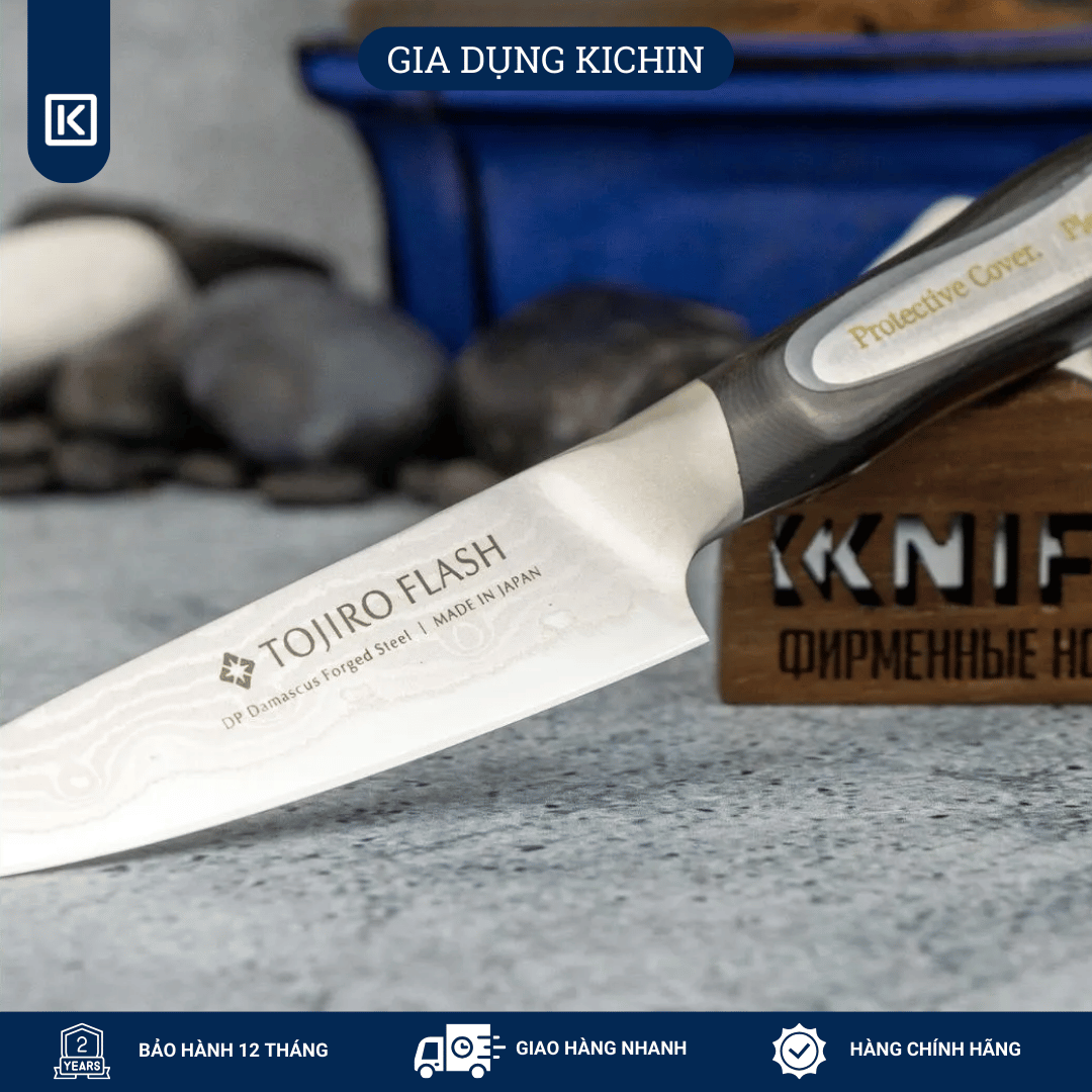 Dao bếp Nhật cao cấp Tojiro Flash Paring thép Damascus 63 lớp VG10 - Dao gọt hoa quả 100mm FF-PA100