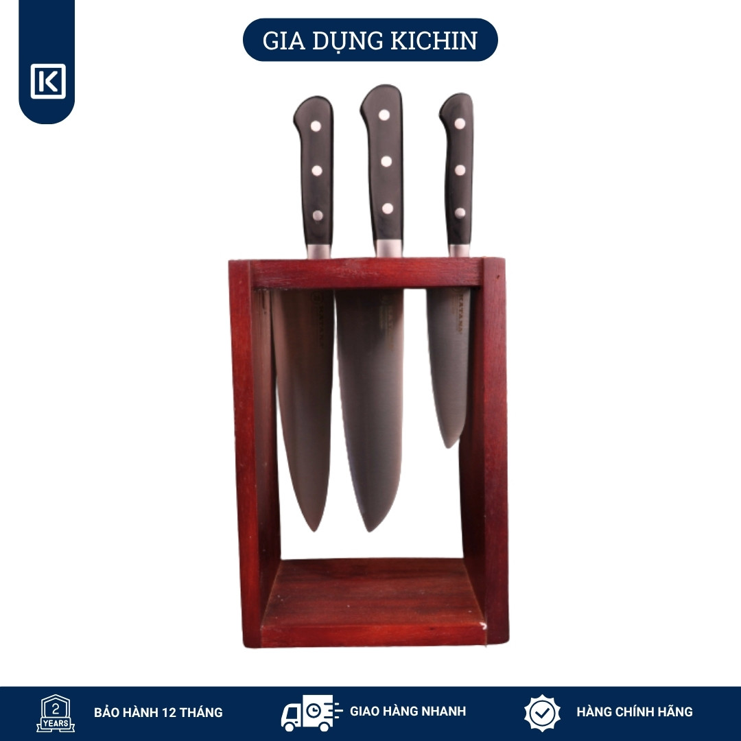 Bộ 3 chiếc dao bếp cao cấp thương hiệu KATANA Essential - Dao thái thịt cá - Dao đa năng -  Dao gọt hoa quả - KATA200