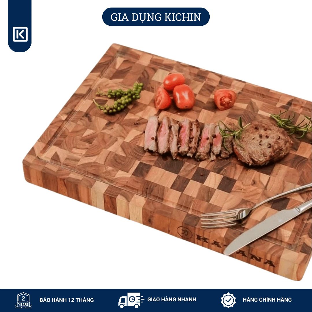 Thớt gỗ teak cao cấp KICHIN loại dày 2.5cm TKT01 - thớt tròn kích thước 25x300x300mm