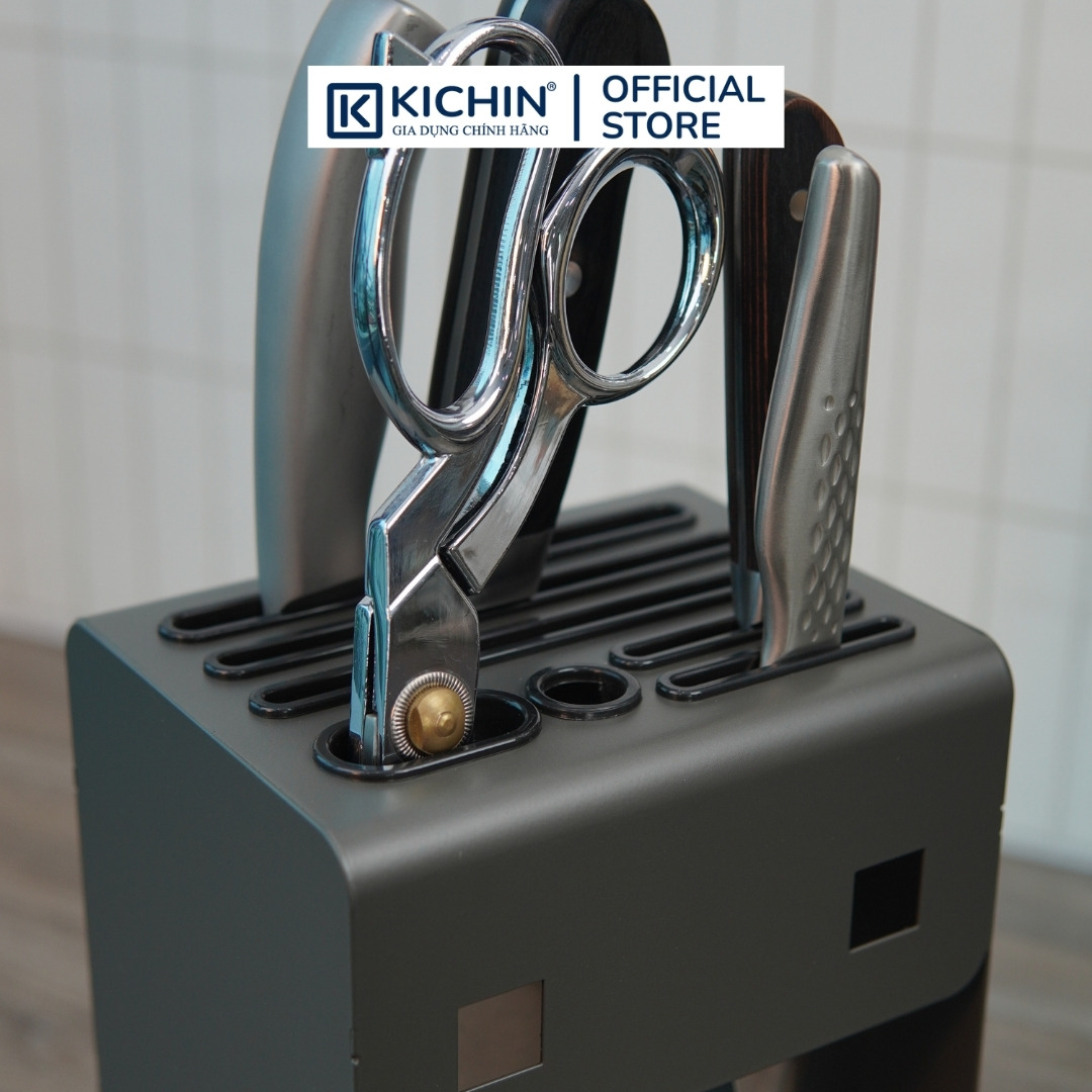Hộp cắm dao để bàn 5 rãnh thép chống gỉ cao cấp - HC01 (12x15x23cm)