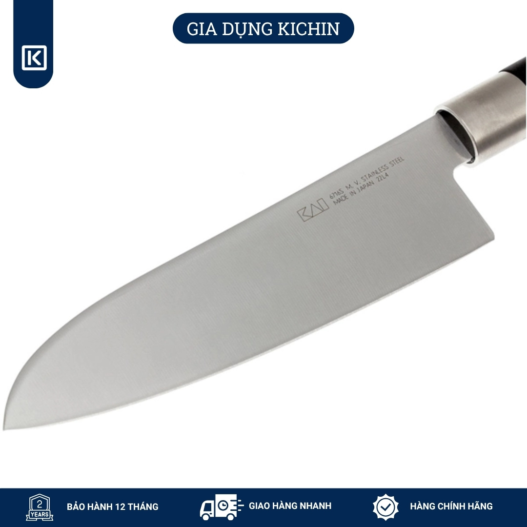 Dao thái đa năng Nhật Bản cao cấp KAI Wasabi Black Santoku - 6716S (165mm)
