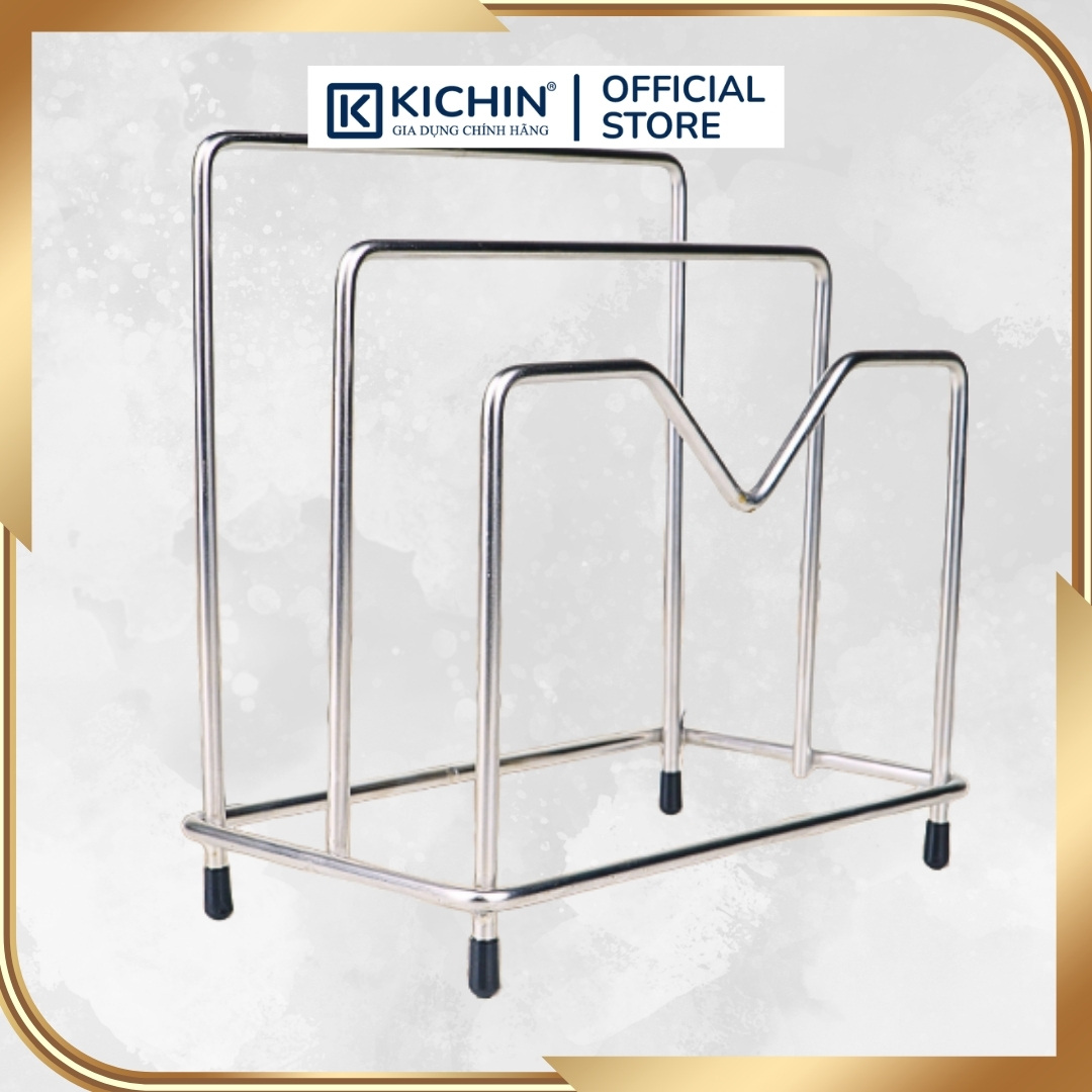 Kệ để thớt, nắp vung 2 ngăn INOX 201 chống gỉ dày 5mm (18x18x10cm)