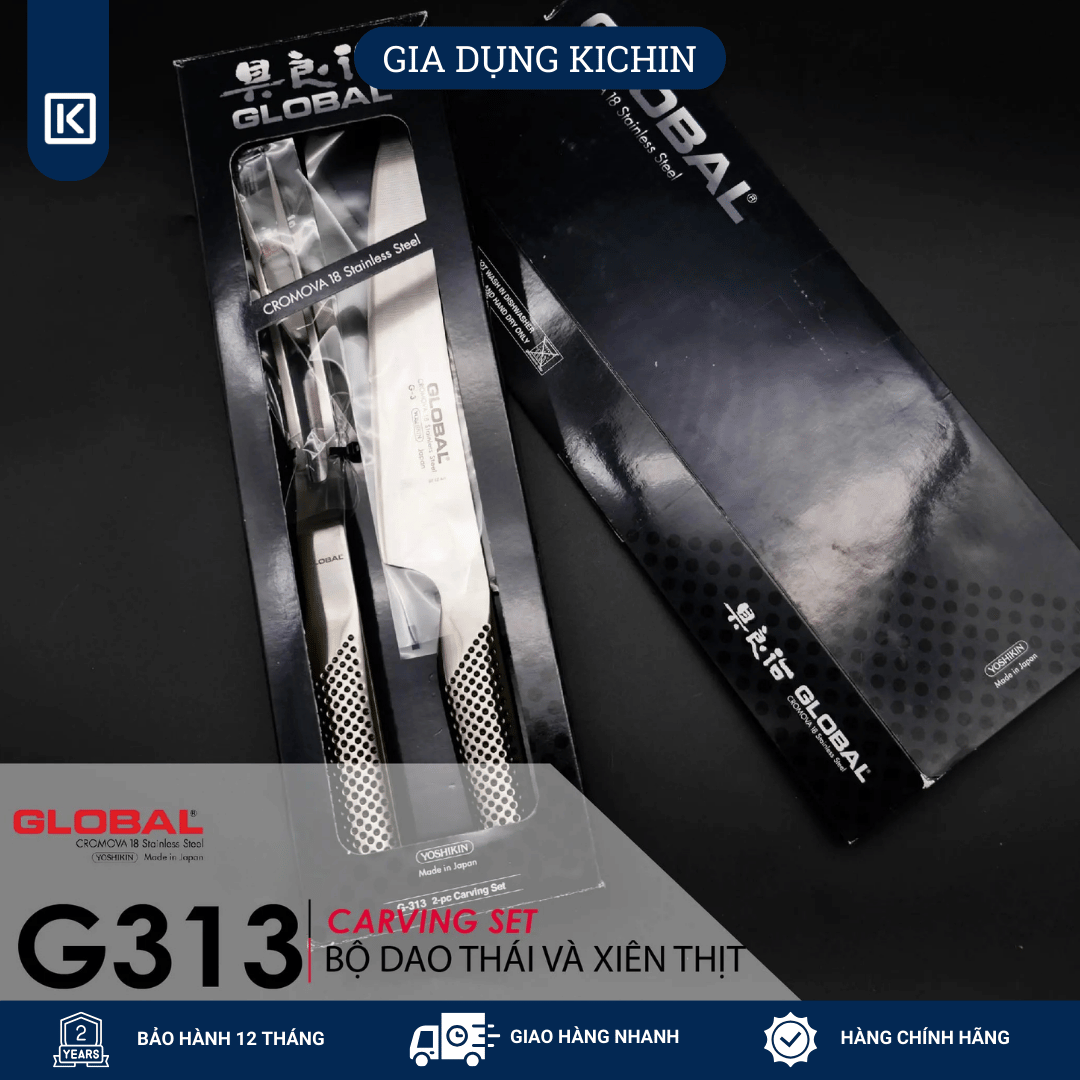 Bộ dao bếp Nhật cao cấp Global Carving Set Bộ dao thái và xiên thịt G313