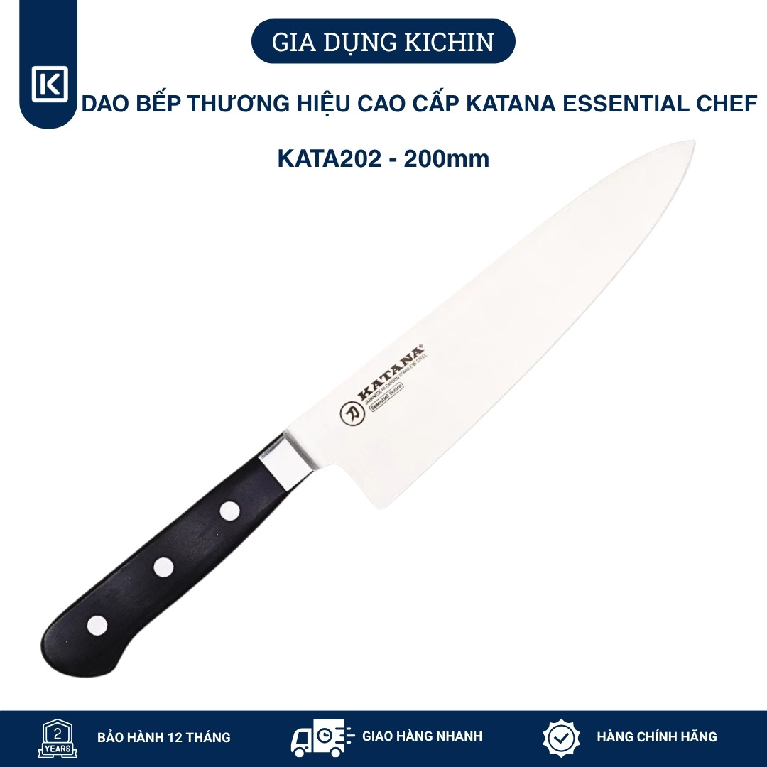 Dao bếp thương hiệu cao cấp KATANA Essential Chef - Dao thái thịt cá KATA202 (200mm)