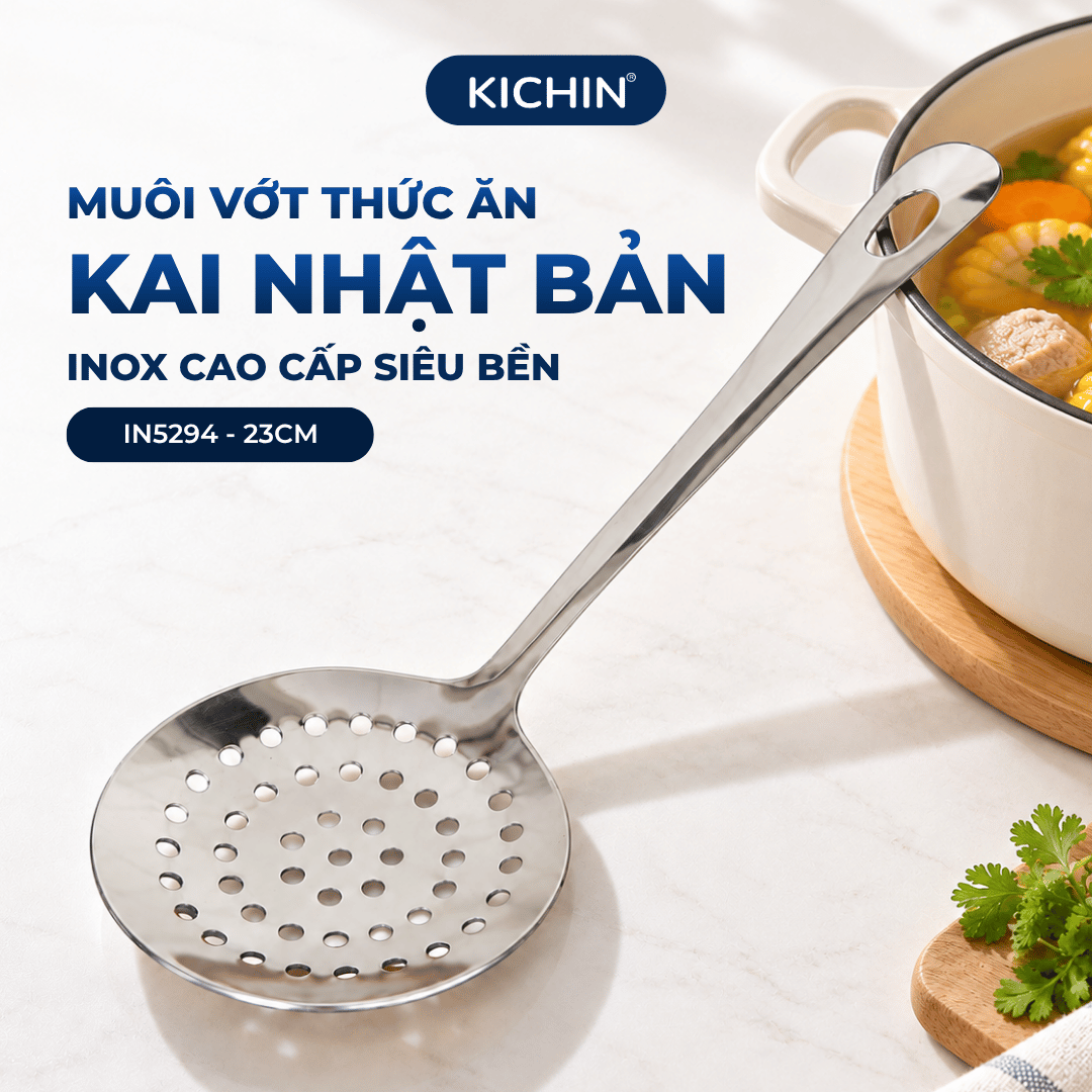 Muôi vớt thức ăn inox cao cấp Kai Nhật Bản siêu bền