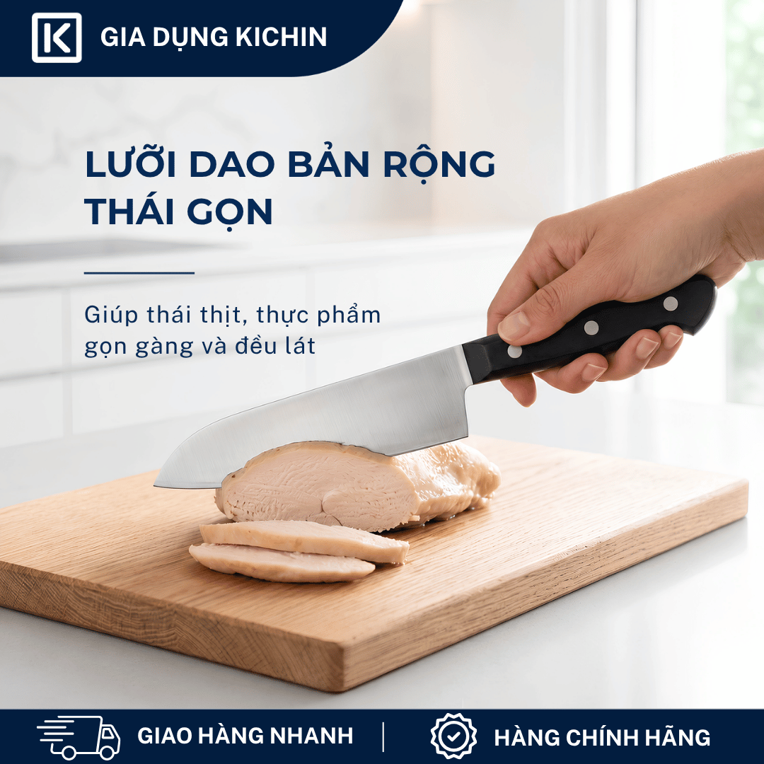 Dao bếp cao cấp KATANA Basic Santoku - Dao thái đa năng KATA401 (165mm)