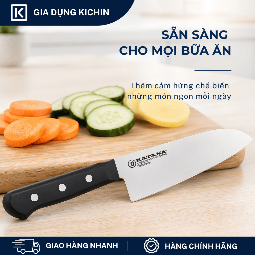 Dao bếp cao cấp KATANA Basic Santoku - Dao thái đa năng KATA401 (165mm)