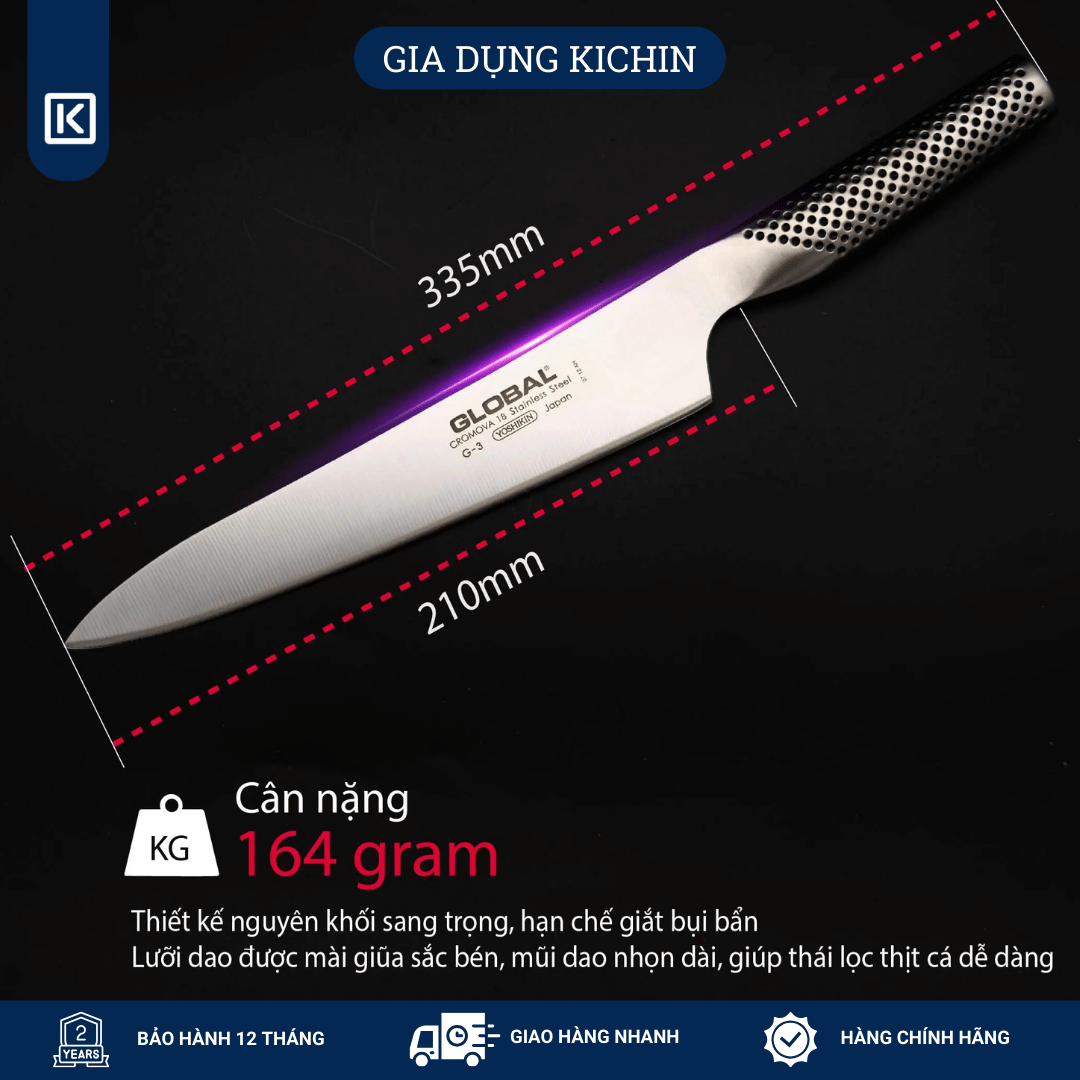 Bộ dao bếp Nhật cao cấp Global Carving Set Bộ dao thái và xiên thịt G313