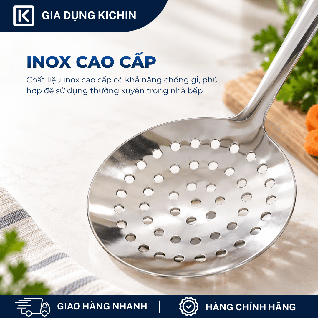 Muôi vớt thức ăn inox cao cấp Kai Nhật Bản siêu bền