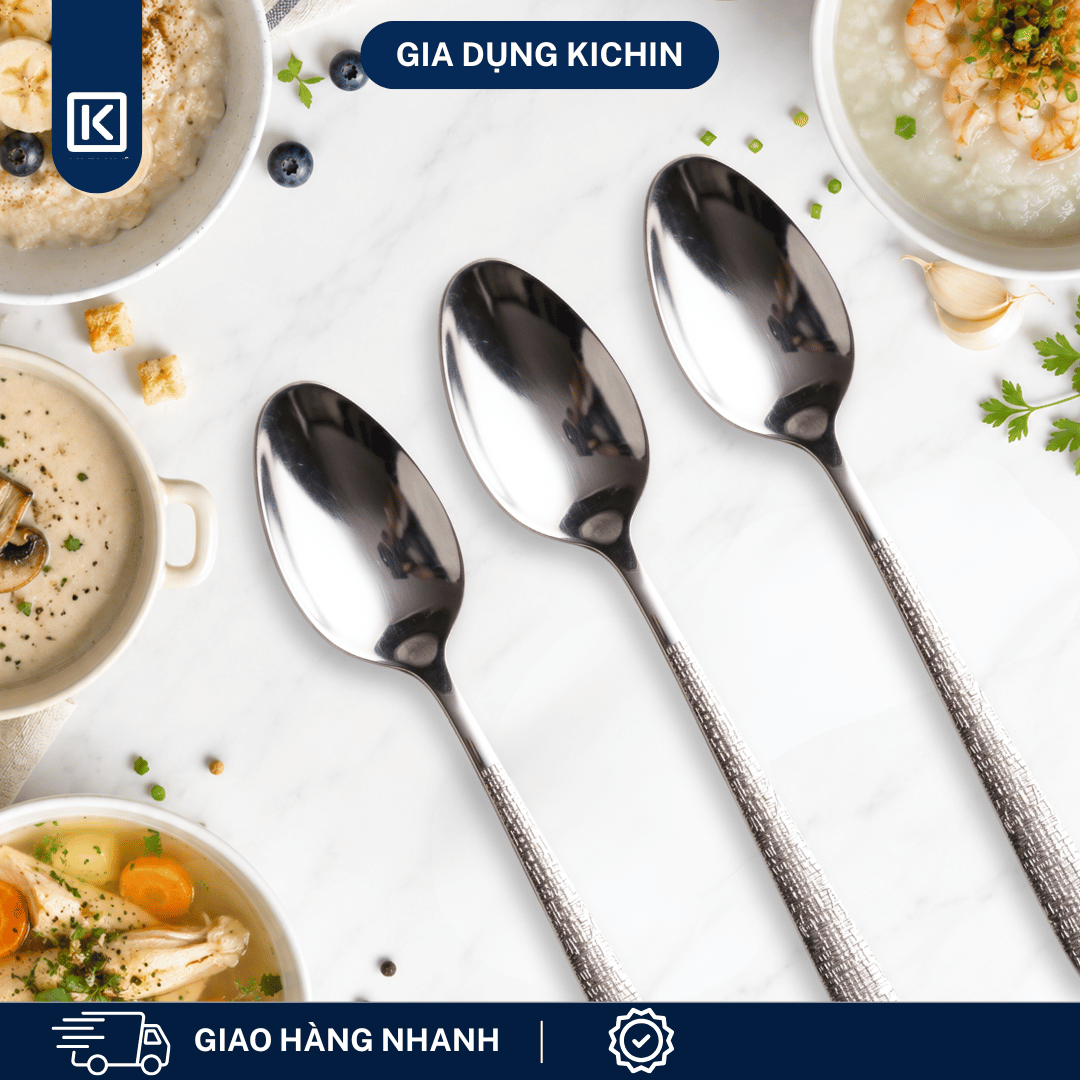 Combo 3 Dĩa Hoa Quả Inox 304 Cao Cấp KICHIN - Cán Vân Ánh Bạc Sang Trọng, Chống Gỉ KDHQ-BAC-02