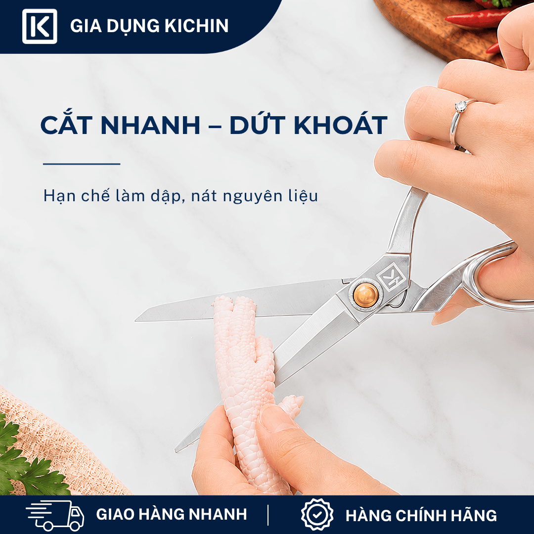 Kéo cắt đa năng thép không gỉ 420j2 cao cấp thương hiệu Kichin KCK-101