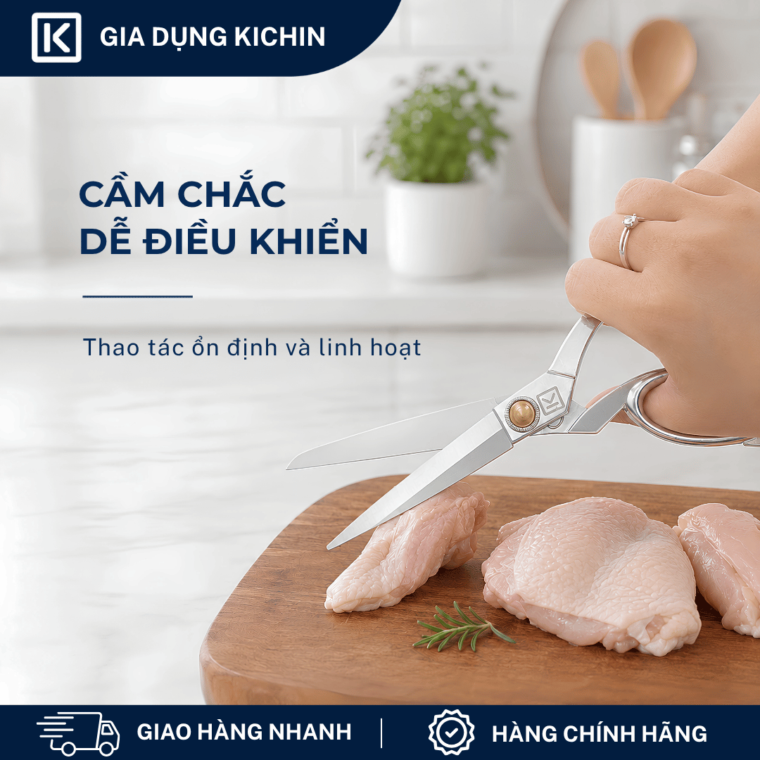 Kéo cắt đa năng thép không gỉ 420j2 cao cấp thương hiệu Kichin KCK-101