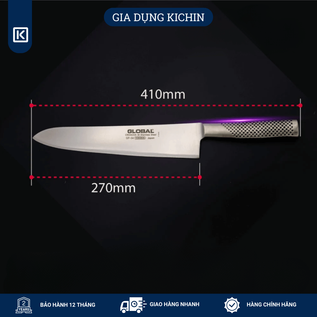 Dao bếp Nhật cao cấp Global GF34 Chef - Dao thái thịt cá (270mm)