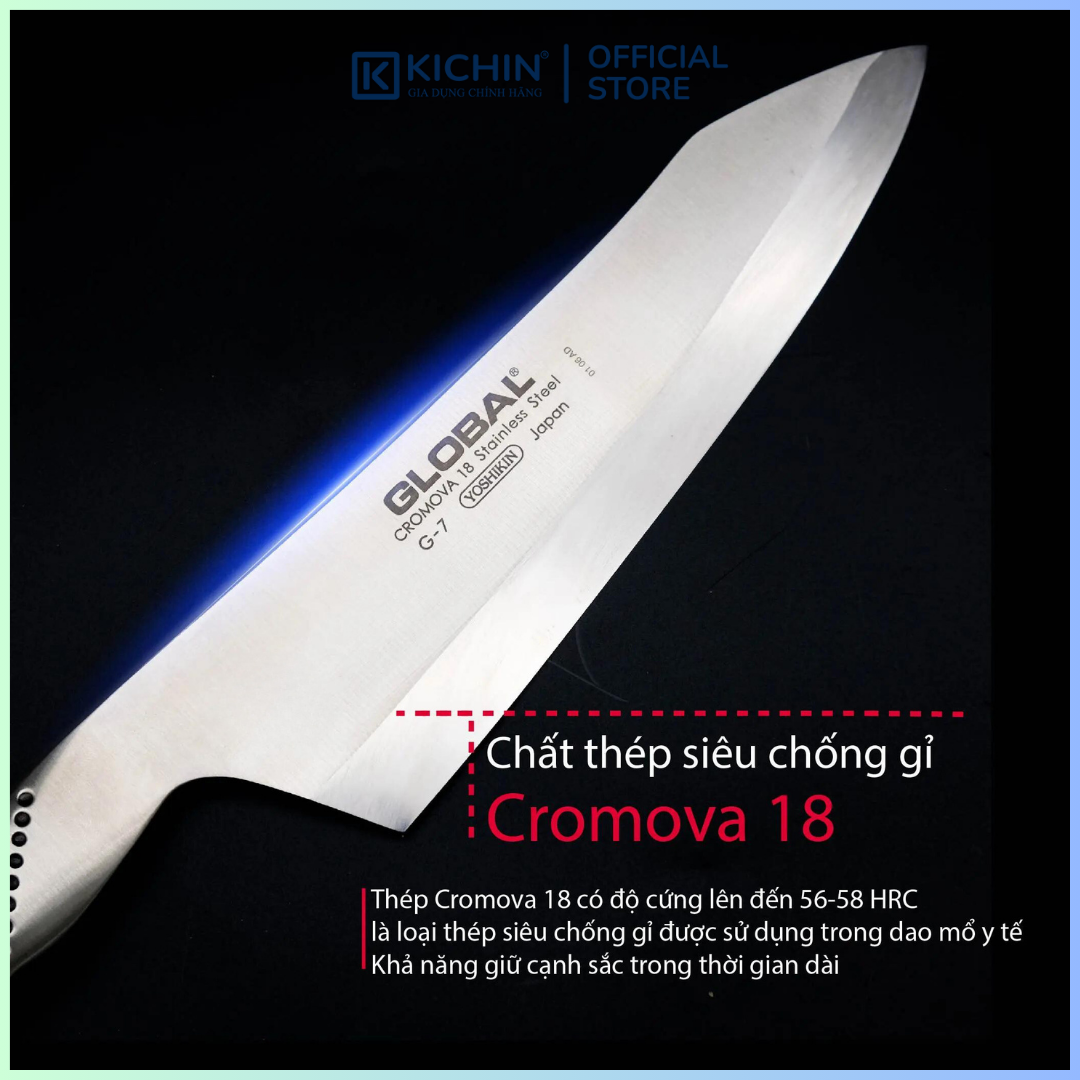 Dao bếp Nhật cao cấp Global G7R Oriental Deba - Dao thái lọc thịt cá (180mm)