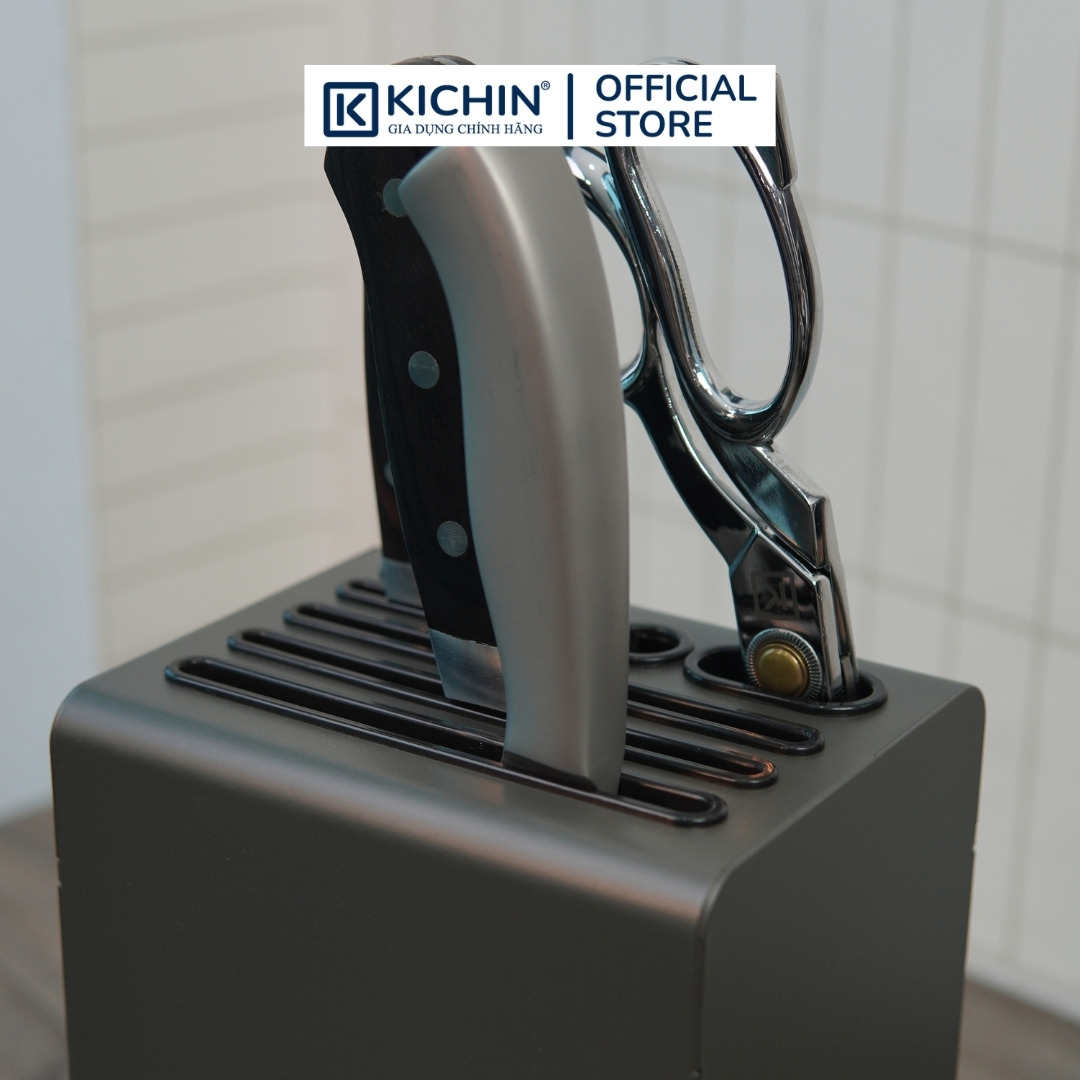 Hộp cắm dao để bàn 5 rãnh thép chống gỉ cao cấp - HC01 (12x15x23cm)