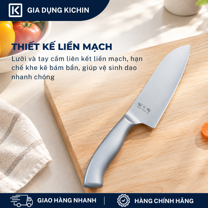 Dao thái đa năng Nhật cao cấp KAI Seki ManJu cán kim loại Small Santoku - 041BE0402 (145mm)