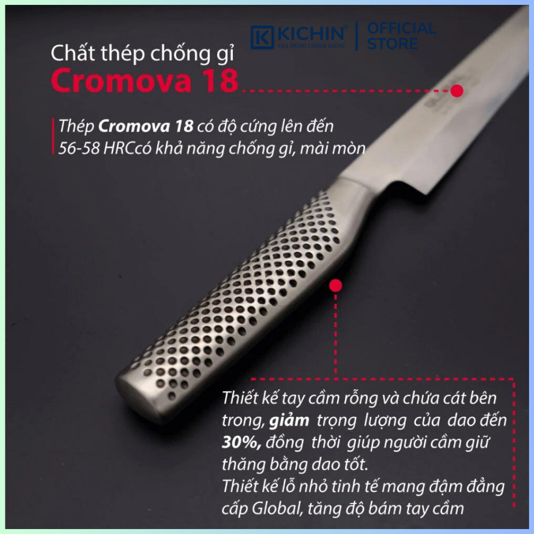 Dao bếp Nhật cao cấp Global G15R Tako Sashimi - Dao Sashimi tay phải (300mm)