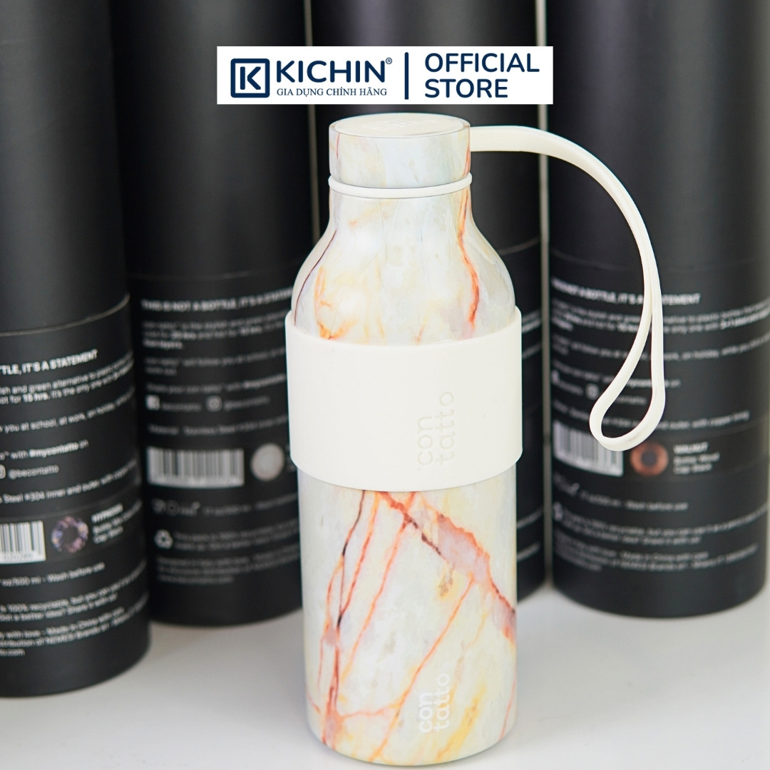 Bình giữ nhiệt inox 304 cao cấp Contatto 500ml giữ nóng giữ lạnh có ống hút