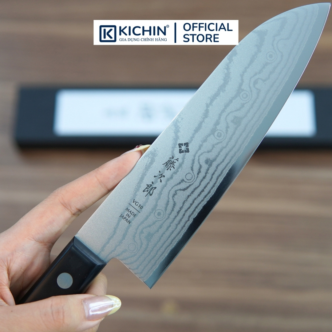 Dao bếp Nhật cao cấp Tojiro DP 37 lớp Damascus VG10 Santoku F331 (170mm)