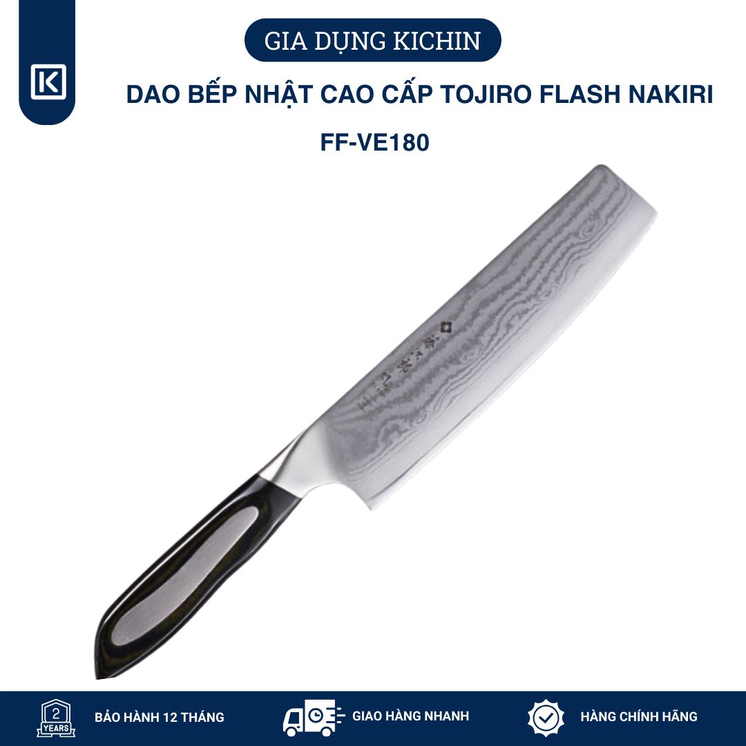 Dao thái rau củ cao cấp Tojiro Flash 63 lớp Damascus VG10 Nakiri FF-VE180 (180mm)