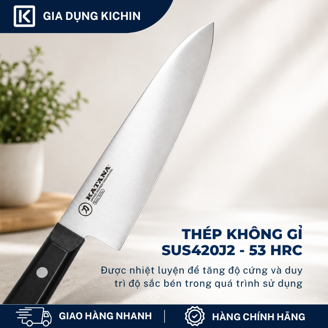 Dao bếp cao cấp KATANA Basic Chef - Dao thái thịt cá KATA402 (180mm)