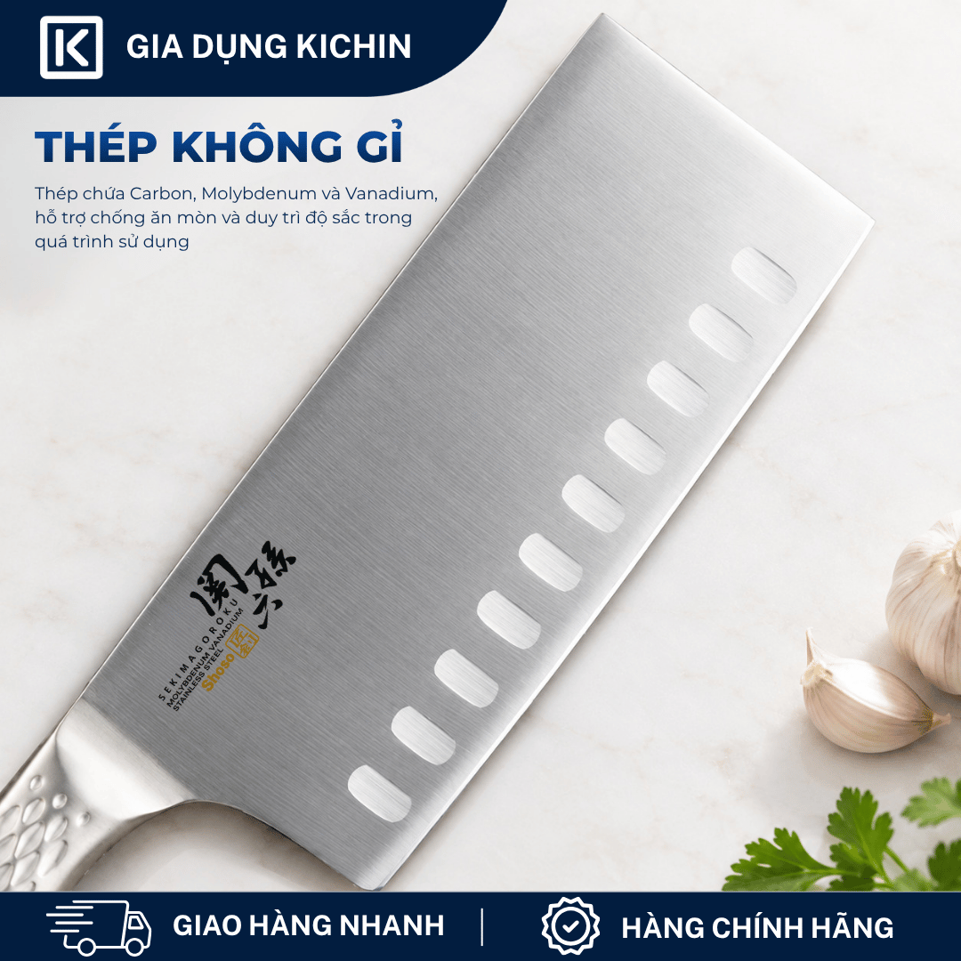 Dao bếp Nhật cao cấp KAI Shoso Chinese - Dao phay chống dính AB5165 (165mm)