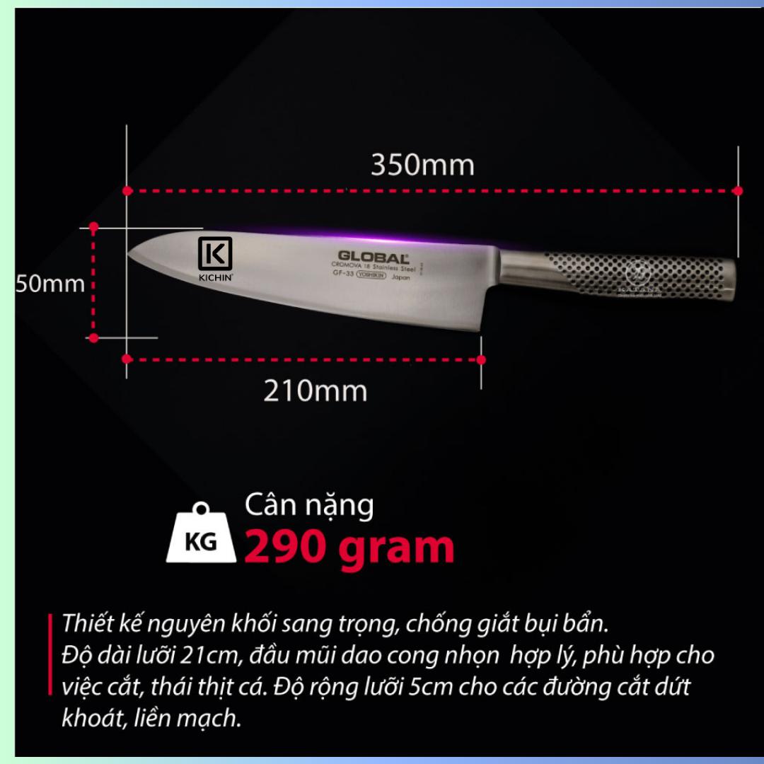 Dao bếp Nhật cao cấp Global GF33 Chef - Dao thái thịt cá (210mm)