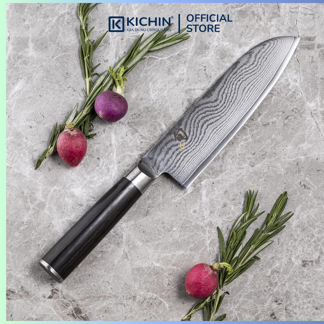 Dao bếp Nhật cao cấp Shun Classic Santoku - Dao thái đa năng thép Damascuss 69 lớp DM0702 (180mm)