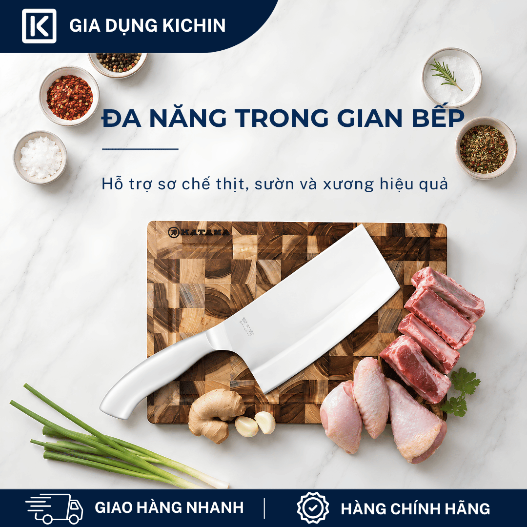 Dao chặt thịt, chặt xương Nhật cao cấp KAI Seki ManJu cán kim loại - 041BE0406 (175mm)