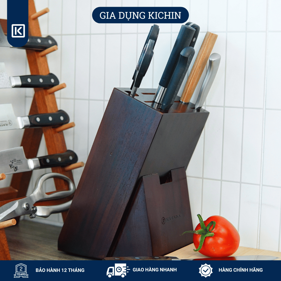 Hộp đựng dao bằng gỗ Teak thương hiệu KATANA màu nâu - DD01