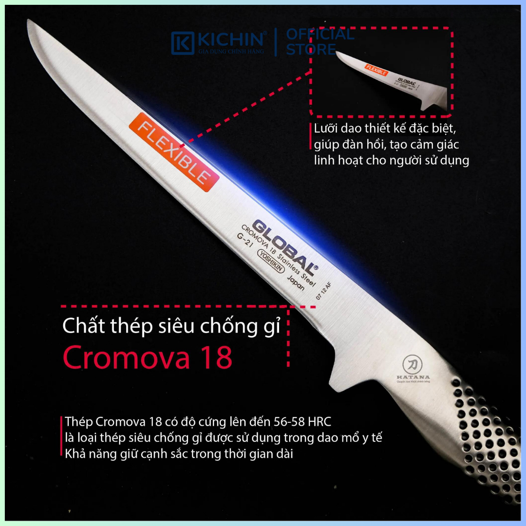 Dao bếp Nhật cao cấp Global G21 Boning Knife - Dao lọc xương (160mm)