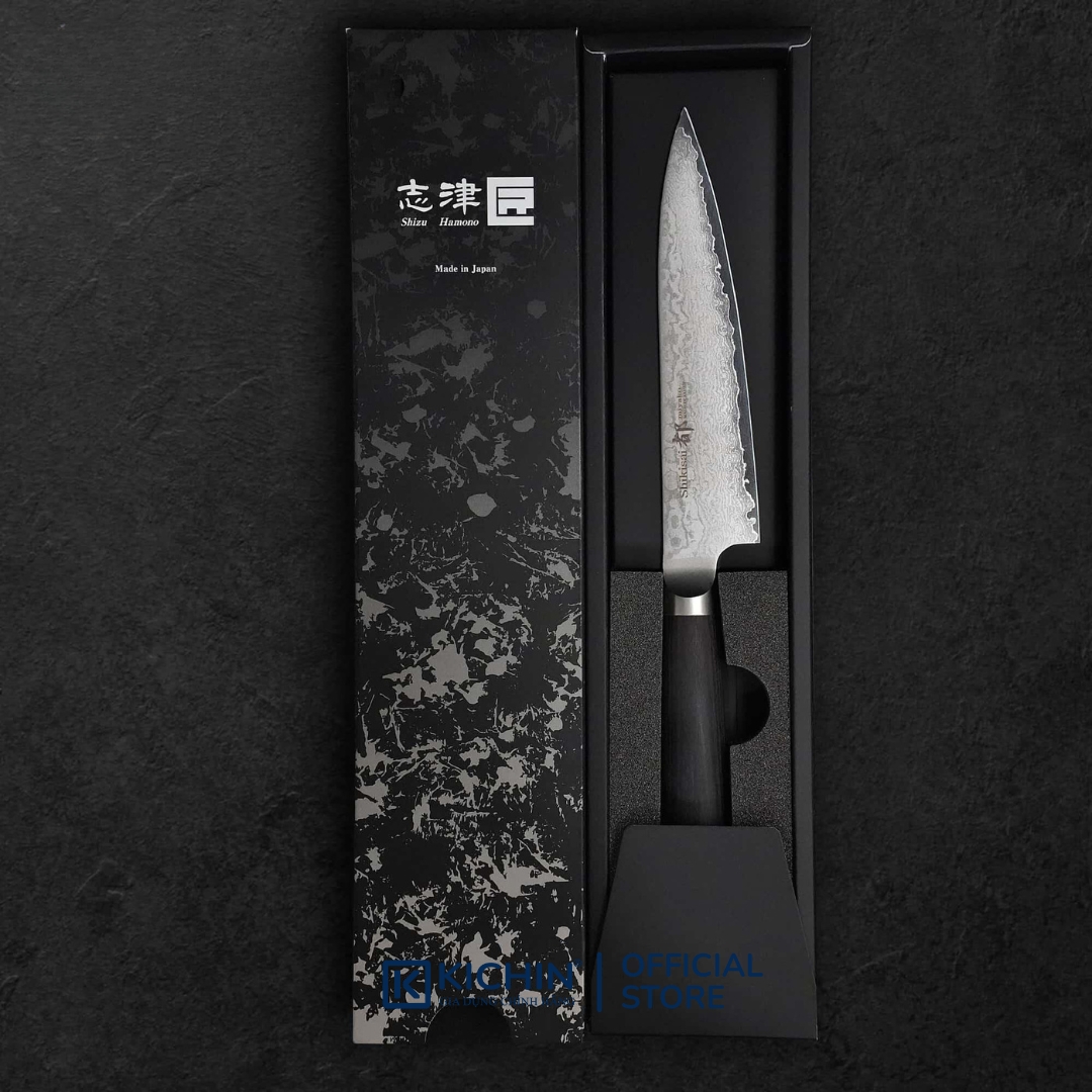 Dao Nhật Thủ Công Cao Cấp Shizu Miyako Shikisai Petty 33 Lớp Damascus (130mm)