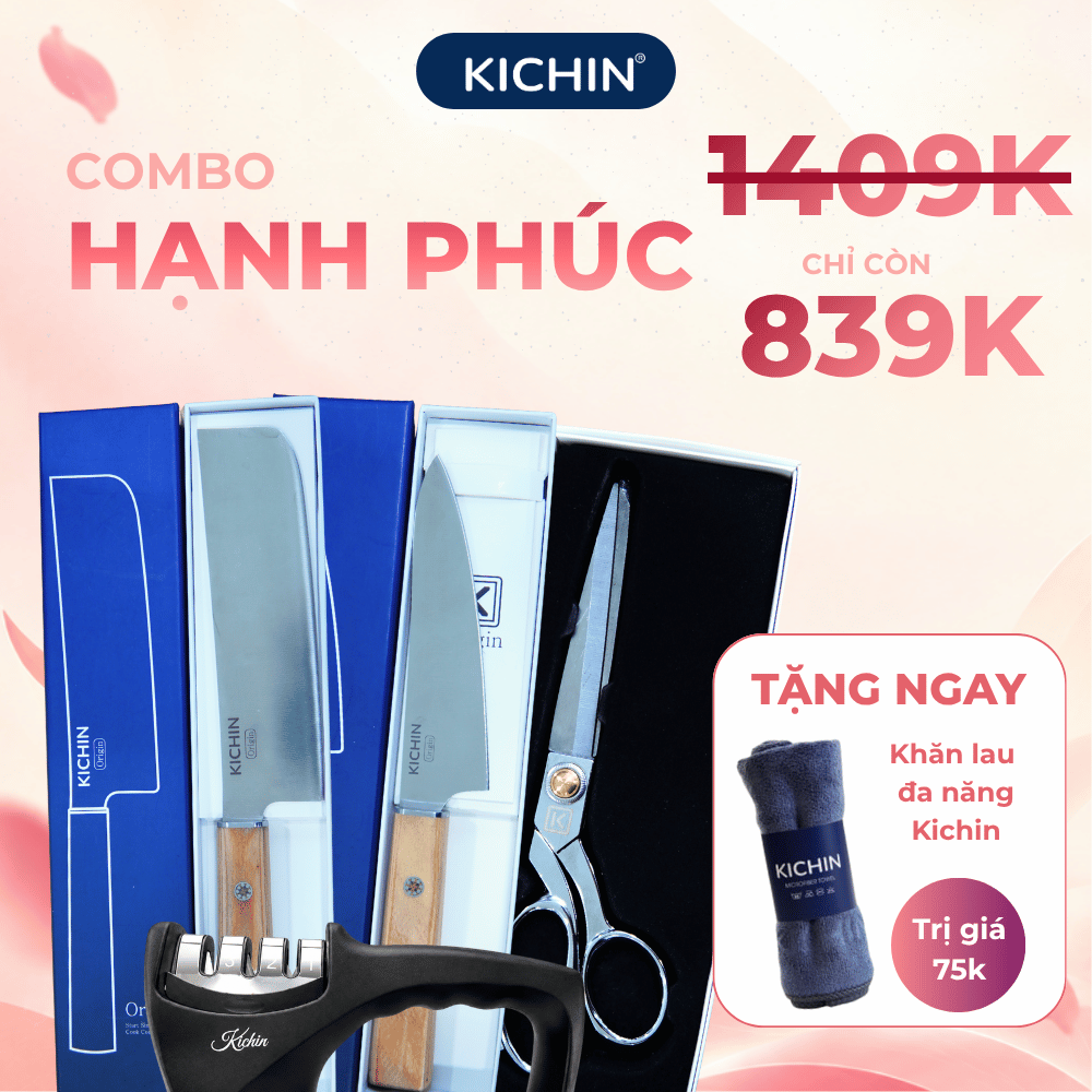 [COMBO HẠNH PHÚC] Bộ 2 dao KICHIN Origin + Kéo cắt đa năng KICHIN + Mài dao KICHIN MK01