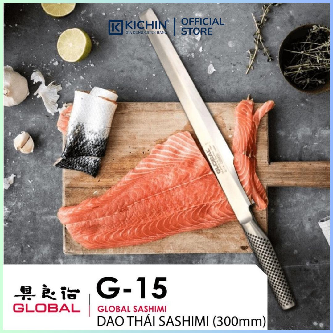 Dao bếp Nhật cao cấp Global G15R Tako Sashimi - Dao Sashimi tay phải (300mm)