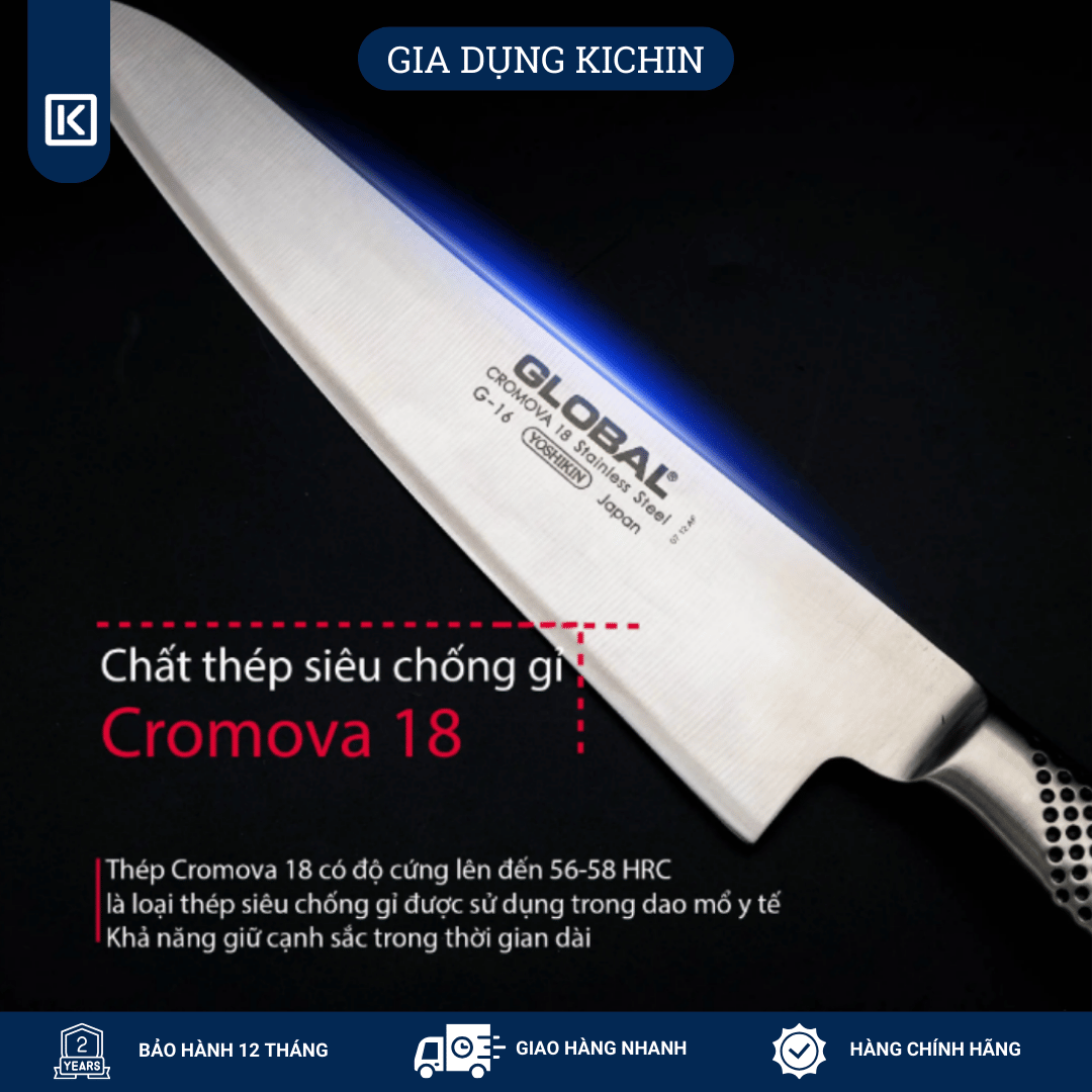 Dao bếp Nhật cao cấp Global G16 Chef - Dao thái thịt cá (240mm)